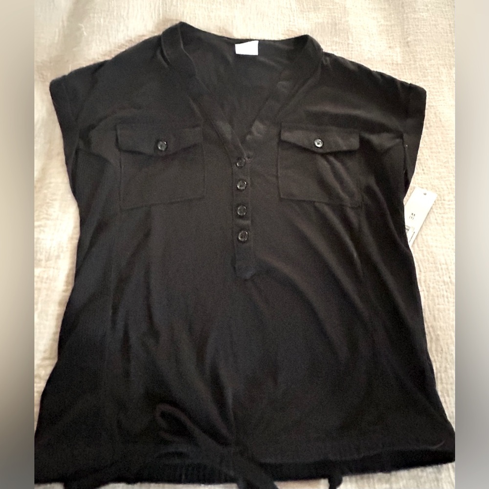 Cotton tee with pockets and tie